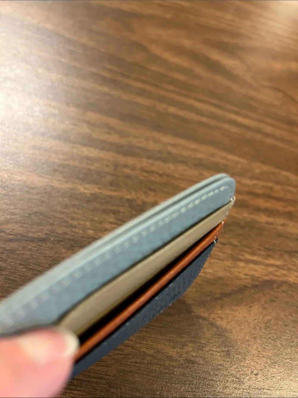 Leather Card Holder Slim Wallet - Navy, Orange, Tan, Light Gray